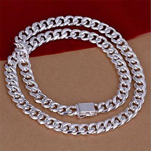 Men's White Pendant Necklace Chain Necklace Rolo Letter Fashion Punk Trendy Casual / Sporty Copper Silver Plated Silver 55 cm Necklace Jewelry 1pc For Anniversary Street Sport Birthday Party Festival miniinthebox