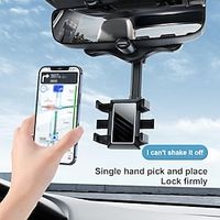 Phone Mount for Car, 360°Rotatable  Retractable Car Phone Holder Mount Multifunctional Rearview Mirror Phone Holder Adjustable Universal Cell Phone Holder for Car Compatible All Smartphones miniinthebox - thumbnail