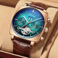 AILANG Famous Brand Watch Montre Automatique Luxe Chronograph Square Large Dial Watch Hollow Waterproof Mens Fashion Watches miniinthebox - thumbnail