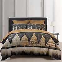 Black Gold Color Christmas Tree Cartoon Duvet Cover Set, 3 Pieces Comforter Cover With Zipper Closure Soft Brushed Festival Bedding Gifts Christmas Decoration For Home Lightinthebox - thumbnail