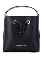 Michael Kors Mercer Small Black Pebbled Leather Bucket Crossbody Bag Purse (28479)