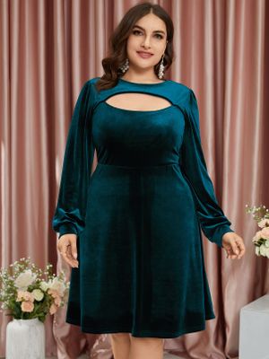 YOINS Plus Size Cut Out Long Sleeves Dress