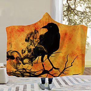 Raaven flannel cotton velvet house hooded lazy man shawl air conditioning sofa blanket home cloak blanket Lightinthebox
