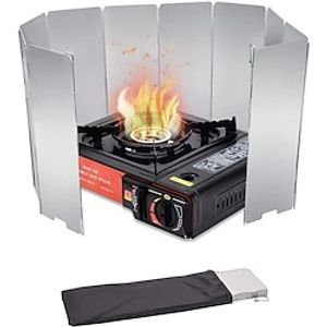 Camping Portable 10 Plates Stove Wind Shield Folding Outdoor Picnic BBQ Gas Burner Windproof Screen Guard Cookware Supplies Lightinthebox