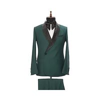 Black Dark Green Men's Wedding Sequin Suits Solid Colored 2 Piece Daily Lightweight Casual Tailored Fit Single Breasted One-button 2024 Lightinthebox