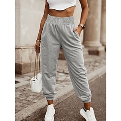 Women's Sweatpants Jogging Pants Plain Side Pockets Ankle-Length Casual Daily Outdoor Gray S M Spring   Fall Lightinthebox