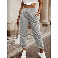 Women's Sweatpants Jogging Pants Plain Side Pockets Ankle-Length Casual Daily Outdoor Gray S M Spring   Fall Lightinthebox