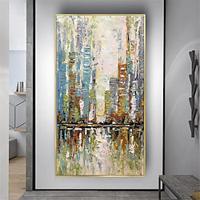 Handmade Oil Painting Canvas Wall Art Decoration Modern Abstract City Architecture for Home Decor Rolled Frameless Unstretched Painting Lightinthebox