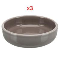 Trixie Plain Ceramic Cat Bowl For Short-Nosed Breeds Grey - 15cm (Pack of 3)