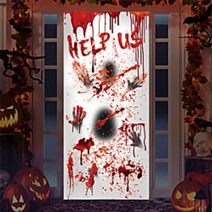 Halloween Door Stickers Help Us Large Scene Layout Decoration Stickers Scary Monster Window Glass Stickers Wall Stickers miniinthebox