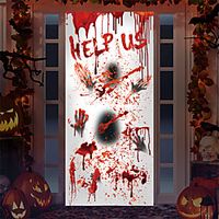 Halloween Door Stickers Help Us Large Scene Layout Decoration Stickers Scary Monster Window Glass Stickers Wall Stickers miniinthebox - thumbnail
