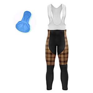 21Grams Men's Cycling Bib Tights Spandex Bike Bib Tights Quick Dry Moisture Wicking Sports Plaid Checkered Brown Mountain Bike MTB Road Bike Cycling Clothing Apparel Bike Wear  Athleisure Lightinthebox