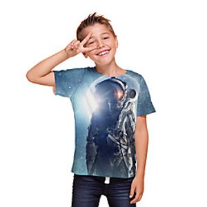 Kids Boys' T shirt Tee Short Sleeve 3D Print Graphic Unisex Print Blue Children Tops Summer Active Daily Wear Regular Fit 3-12 Years Lightinthebox