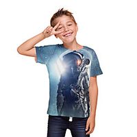 Kids Boys' T shirt Tee Short Sleeve 3D Print Graphic Unisex Print Blue Children Tops Summer Active Daily Wear Regular Fit 3-12 Years Lightinthebox - thumbnail