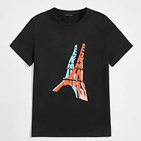 Men's Unisex Tees T shirt Hot Stamping Graphic Prints Letter Plus Size Print Short Sleeve Casual Tops 100% Cotton Basic Designer Big and Tall Black miniinthebox - thumbnail
