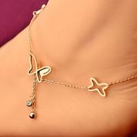 Anklet Stylish Simple Women's Body Jewelry For Street Holiday Classic Alloy Butterfly Silver Gold 1pcs Lightinthebox - thumbnail