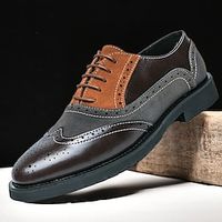 Men's Oxfords Derby Shoes Walking Casual Daily Leather Comfortable Booties  Ankle Boots Loafer White brown Yellow brown Spring Fall Lightinthebox - thumbnail