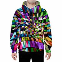 Men's Pullover Hoodie Sweatshirt Color Block Abstract 3D Daily Going out 3D Print 3D Print Casual Hoodies Sweatshirts  Rainbow miniinthebox - thumbnail