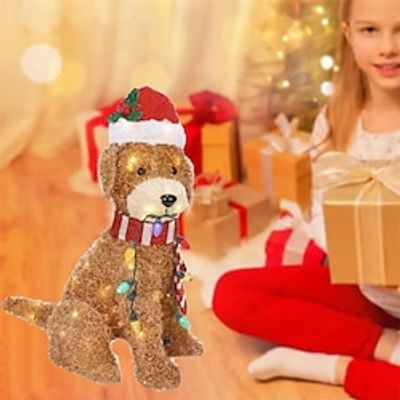 Dog Holiday Decorations Golden Dog Decor Festive Light-up Ornamental Yard Decoration for Merry Christmas Holiday Season Led Dog 1PC Lightinthebox