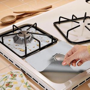 4Pcs Reusable Silver Gas Range Protector Liner Non Stick Gas Hob Stovetop Cooker Protectors