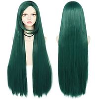 100cm Long Dark Green Wig with Bangs Straight Cosplay Wig for Women Girl Men Boys Synthetic Hair Wig Party Costume for Anime Lightinthebox - thumbnail