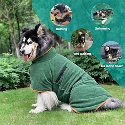Dog Drying Coat Bathrobe Towel Microfibre Material Fast Drying Super Absorbent Dog Bath Robe Pet Quick Drying Moisture Absorbing with Adjustable Collar and Waist Lightinthebox