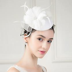 Headbands Fascinators Hats Sinamay Bowler / Cloche Hat Saucer Hat Pillbox Hat Wedding Tea Party Elegant Wedding With Feather Floral Headpiece Headwear Lightinthebox