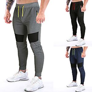 Men's Casual  Sporty Chino Outdoor Slim Casual Sports Jogger Pants Chinos Sweatpants Trousers Pants Solid Colored Full Length Side Stripe Drawstring Black Dark Gray Navy Blue  Spring  Elasticity Lightinthebox