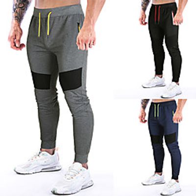 Men's Casual  Sporty Chino Outdoor Slim Casual Sports Jogger Pants Chinos Sweatpants Trousers Pants Solid Colored Full Length Side Stripe Drawstring Black Dark Gray Navy Blue  Spring  Elasticity Lightinthebox