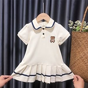 Kids Girls' Dress Solid Color Cartoon A Line Dress Knee-length Dress Performance Crew Neck Short Sleeve Adorable Dress 3-7 Years Summer Light Pink 794-blue 3042-pink Lightinthebox