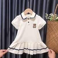 Kids Girls' Dress Solid Color Cartoon A Line Dress Knee-length Dress Performance Crew Neck Short Sleeve Adorable Dress 3-7 Years Summer Light Pink 794-blue 3042-pink Lightinthebox - thumbnail