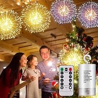 86421 Pcs Hanging Decorative Lights, 120 Led Firework Lights Battery Powered, Tent Chandelier Remote Control, 8 Modes Waterproof Starburst Lights for Gardens Courtyards Porches Christmas Party Dec Lightinthebox - thumbnail