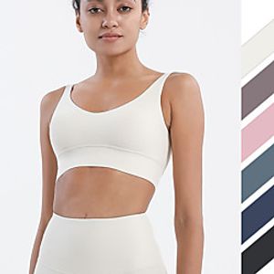 Women's Sports Bra Bra Top Open Back Nylon Spandex Yoga Fitness Gym Workout Breathable Soft Push Up Padded Light Support White Blue Pink Grey Dusty Blue Gray Solid Colored  Stretchy  Removable Pad Lightinthebox