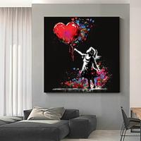 Hand Paint Banksy Art Girl With Ballon Of Heart Graffiti Art Painting Canvas Large Size Creative Art Work For Living Room Decor No Frame Lightinthebox