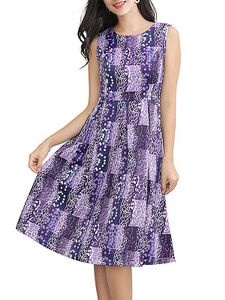 Round Neck Floral Printed Skater Dress