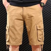 Men's Cargo Shorts Shorts Hiking Shorts Leg Drawstring 6 Pocket Plain Comfort Outdoor Daily Going out Cotton Blend Fashion Streetwear Grass Green Black Lightinthebox - thumbnail