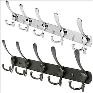 2 Pieces Chrome Coat Rack Stainless Steel 15 Hooks Coat Clothes Door Holder Rack Hook Wall Hanger Hardware Hooks for Bathroom -Songlake Lightinthebox