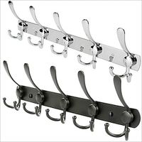 2 Pieces Chrome Coat Rack Stainless Steel 15 Hooks Coat Clothes Door Holder Rack Hook Wall Hanger Hardware Hooks for Bathroom -Songlake Lightinthebox - thumbnail