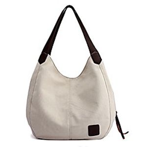 women canvas purse hobo satchel stylish handbag top handle tote bag shoulder beigewhite Lightinthebox