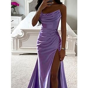 Women's Party Dress Corset Dress Satin Dress Formal Evening Party Long Dress Maxi Dress Party Stylish Strapless Sleeveless Ruched Backless 2023 Regular Fit Pink Purple Fuchsia Pure Color S M L Lightinthebox