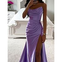 Women's Party Dress Corset Dress Satin Dress Formal Evening Party Long Dress Maxi Dress Party Stylish Strapless Sleeveless Ruched Backless 2023 Regular Fit Pink Purple Fuchsia Pure Color S M L Lightinthebox - thumbnail