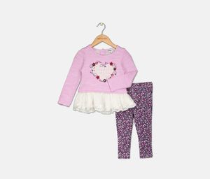 Baby Girls 2-Pc. Heart & Lace Tunic & Printed Leggings Set  Purple