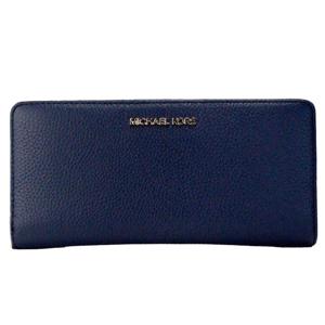 Michael Kors Jet Set Travel Large Navy Pebbled Leather Continental Wrist Wallet - 27117