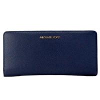 Michael Kors Jet Set Travel Large Navy Pebbled Leather Continental Wrist Wallet - 27117