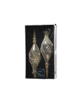 Kaemingk Decoris Ornament with Gold & Silver Beads On Top with Pink & Transparent Diamonds