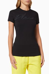 Embroidery Signature T-shirt in Satin