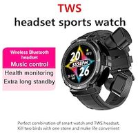 Smart Watch 2 in 1 TWS Wireless Earbuds 1.32inch Heart Rate Monitor Health Tracker BT Call Headset Sports Smartwatch Men miniinthebox - thumbnail