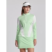 Women's Golf Polo Shirt Light Green Blue Long Sleeve Top Ladies Golf Attire Clothes Outfits Wear Apparel miniinthebox