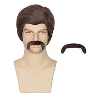 Miss U Hair Men Short Brown Wig Without Mustache 70s 80s Costume Party Wig miniinthebox