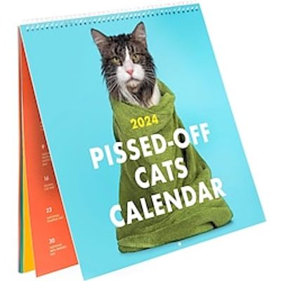 2024 Pissed-Off Cats Calendar, 2024 Cats Calendar, Funny Cat Calendar 2024, Animal Calendar, Funny Wall Calendar, Christmas Decor Xmas Gift miniinthebox
